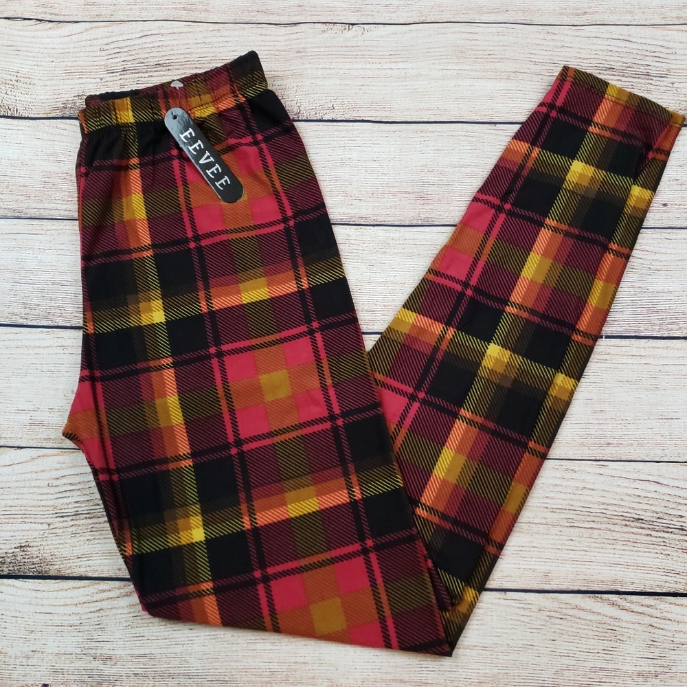 Eevee buttery soft sunset plaid leggings